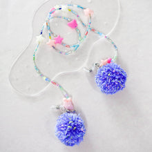 Load image into Gallery viewer, Dreams you wish 4 in 1 mask chain with ocean speckles pompom earrings