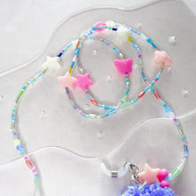 Load image into Gallery viewer, Dreams you wish 4 in 1 mask chain with ocean speckles pompom earrings