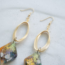 Load image into Gallery viewer, Asymmetrical Gold Twirly shapes with Tassels - Psychedelic Infinity Earrings