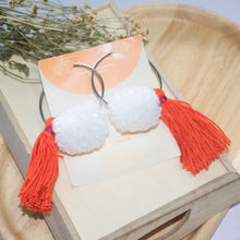Load image into Gallery viewer, Finding nemo (Red & White) - Tassels and pomz on hoop