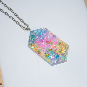 6 sided charm holographic necklace