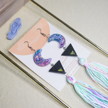 Load image into Gallery viewer, Moon Zen Triangle with Glitter Tassels