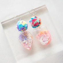 Load image into Gallery viewer, Diamond stud Asymmetrical pomz shapeys - Psychedelic Infinity Earrings