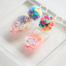 Load image into Gallery viewer, Diamond stud Asymmetrical pomz shapeys - Psychedelic Infinity Earrings