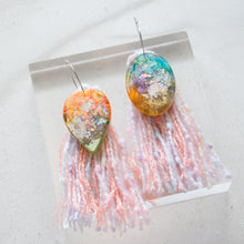 Load image into Gallery viewer, Asymmetrical Hook Shapey with Tassels  - Psychedelic Infinity Earrings