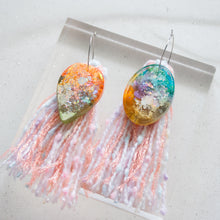 Load image into Gallery viewer, Asymmetrical Hook Shapey with Tassels  - Psychedelic Infinity Earrings