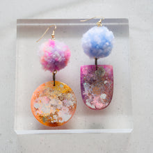 Load image into Gallery viewer, Asymmetrical Pomz Shapey - Psychedelic Infinity Earrings