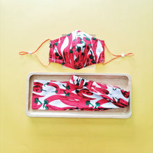 Load image into Gallery viewer, (Preorder Set 2.0) Matchy Fabric Face mask + Headband - Chilli