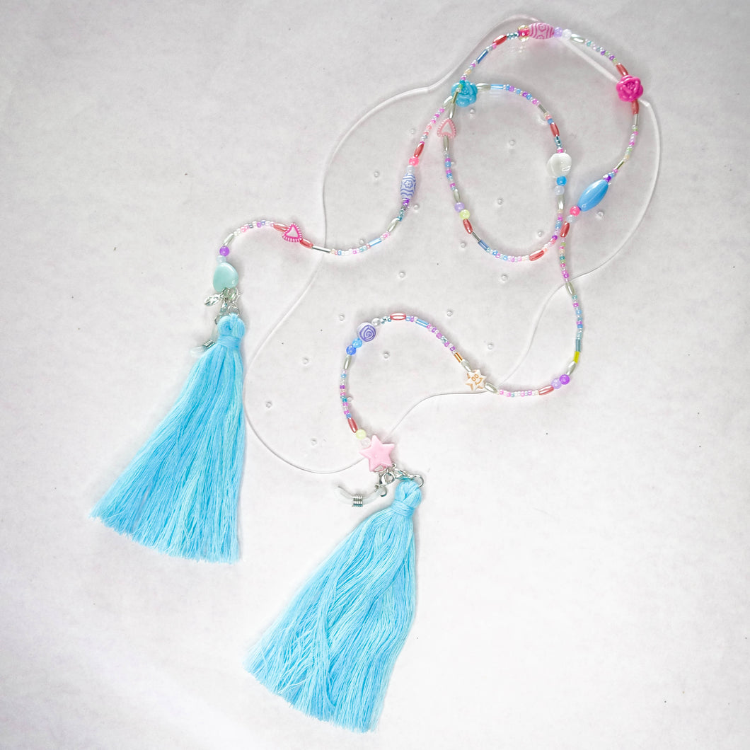 Dreams you wish 4 in 1 mask chain with ocean tassels earrings