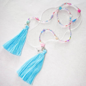 Dreams you wish 4 in 1 mask chain with ocean tassels earrings