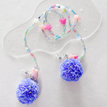 Load image into Gallery viewer, Dreams you wish 4 in 1 mask chain with ocean speckles pompom earrings
