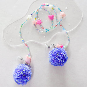 Dreams you wish 4 in 1 mask chain with ocean speckles pompom earrings