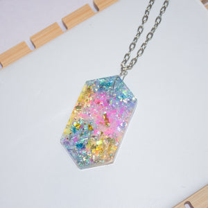 6 sided charm holographic necklace