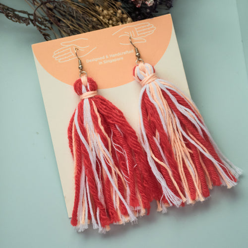 Binded tassels - Red/ Orange/ White