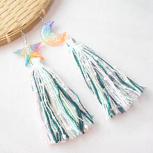 Load image into Gallery viewer, Pride Rainbow asymmetrical Starry Moon textured Tassels all the way