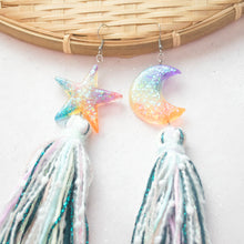 Load image into Gallery viewer, Pride Rainbow asymmetrical Starry Moon textured Tassels all the way