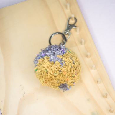 Extra large pomz bag charm - Yellow speckles & Grey Speckles