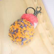 Load image into Gallery viewer, Double pomz bag charm - Orange, Pink, white and Grey speckles