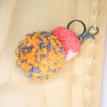 Load image into Gallery viewer, Double pomz bag charm - Orange, Pink, white and Grey speckles