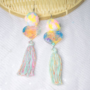 Pride Rainbow Hearty Tassels with pom