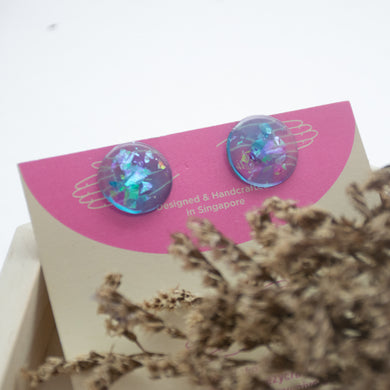 Circular blue and purple holo studs