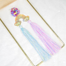 Load image into Gallery viewer, Pride Rainbow Double Tassels with pomz Single Side