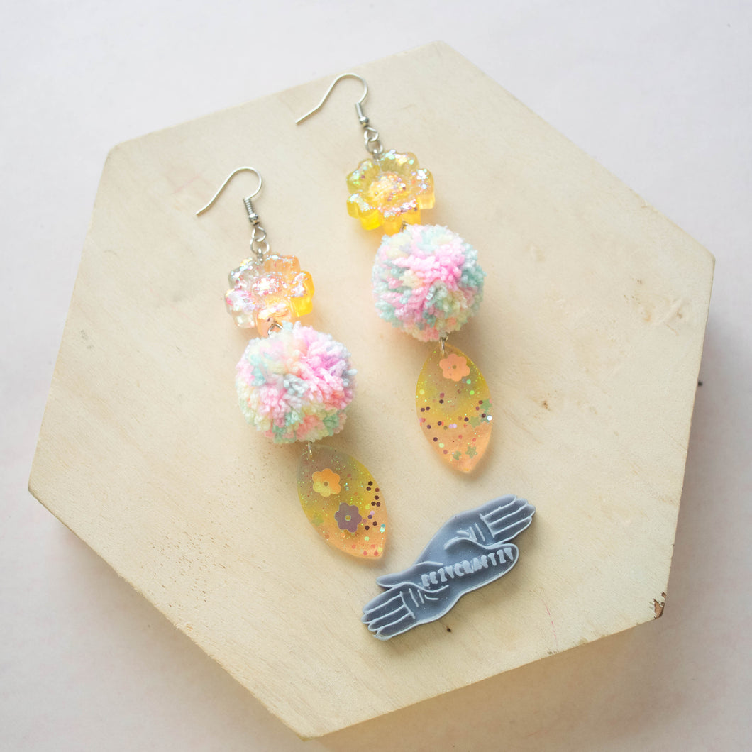 Spring Blooms Floral pomz dangles