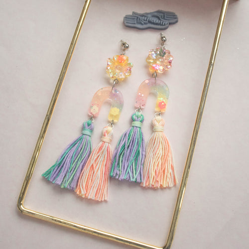 Spring Blooms Floral Arch Double Tassels