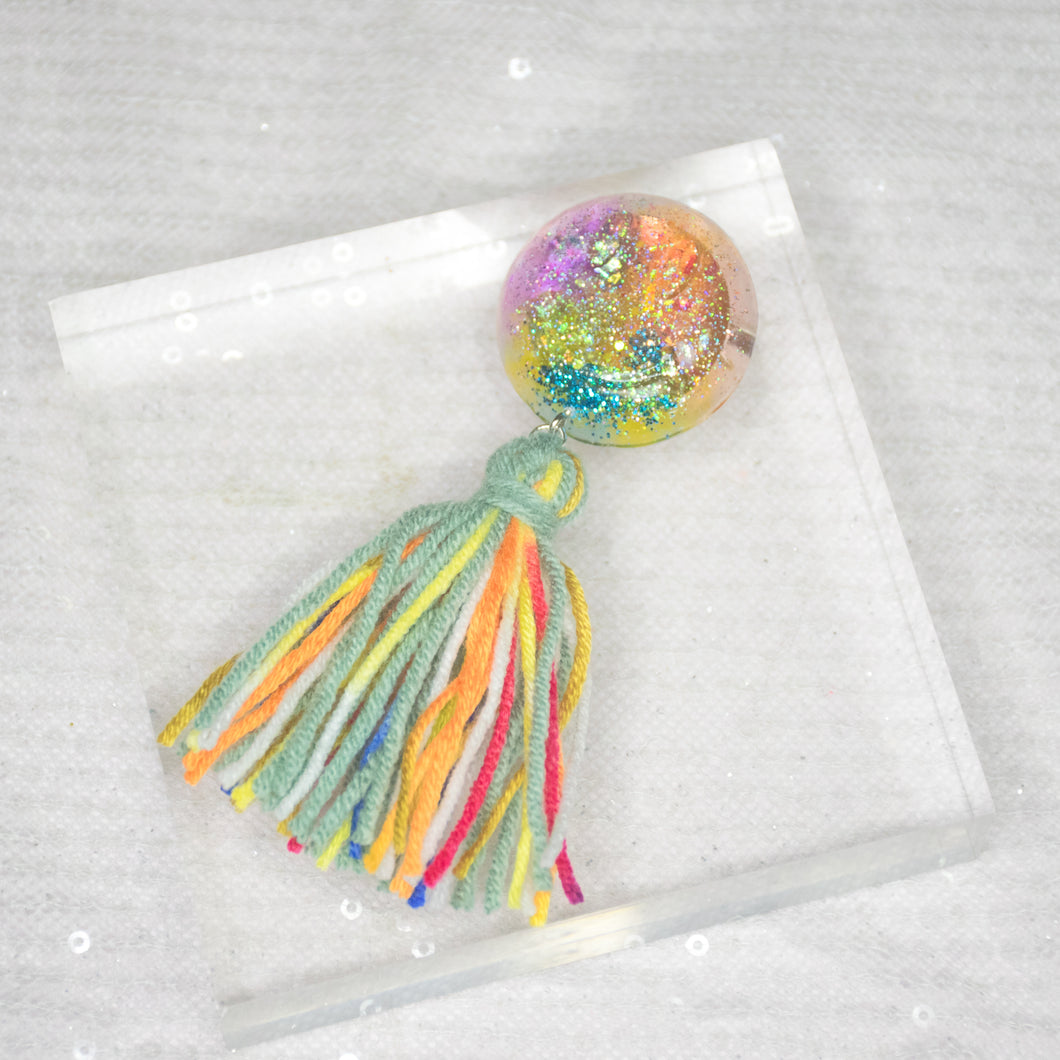 Pride Rainbow Smiley Tassels brooch
