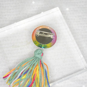 Pride Rainbow Smiley Tassels brooch