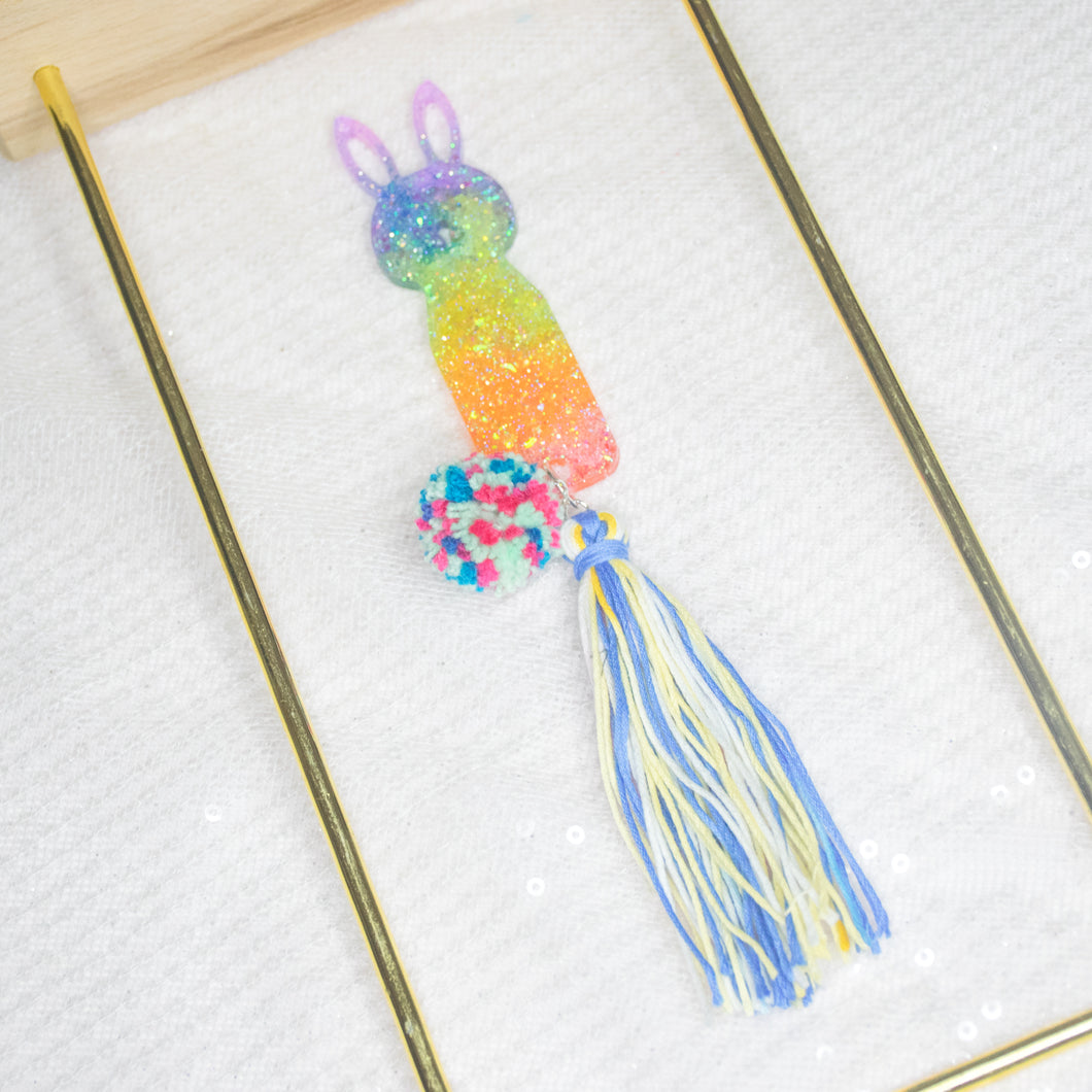 Pride Rainbow Bunny with tassels Bookmark