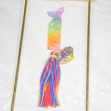 Load image into Gallery viewer, Pride Rainbow Mermaid tail with tassels Bookmark