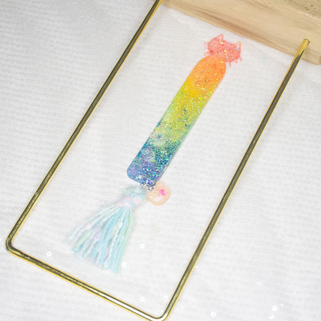 Pride Rainbow Big Cat with tassels Bookmark