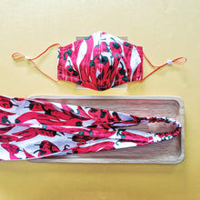 Load image into Gallery viewer, (Preorder Set 2.0) Matchy Fabric Face mask + Headband - Chilli