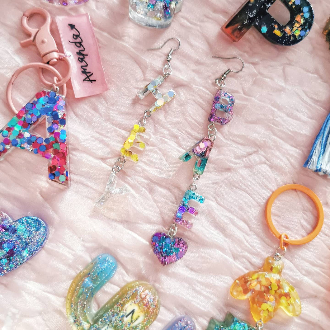 [Preorder] Name Dangles with Personalised Small Alphabet Earrings Gift