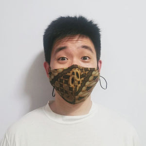 (Preorder) Fabric Face Mask for Men (Size L) - Brown Batik